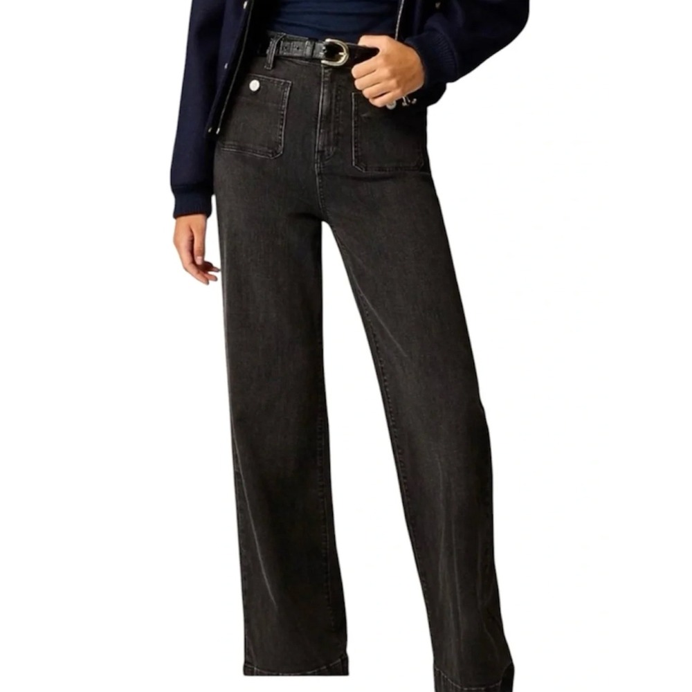 J.Crew High Rise Sailor Denim Trouser 1996 Semi Stretch Washed Black Womens 26